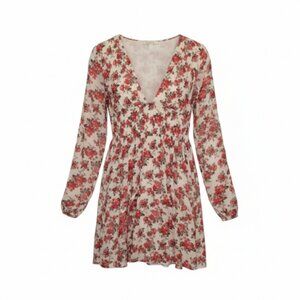 Free People Keep You Mine Mini Dress Floral V-Neck Long Sleeve Extra Small
